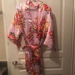 Lavender silk floral robe